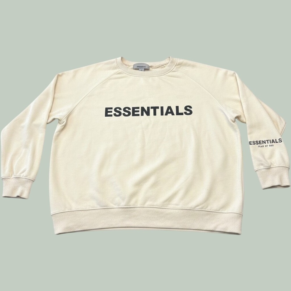 Fear of God Essentials Crewneck Sweatshirt Beige Mens Size Small Logo Pullover